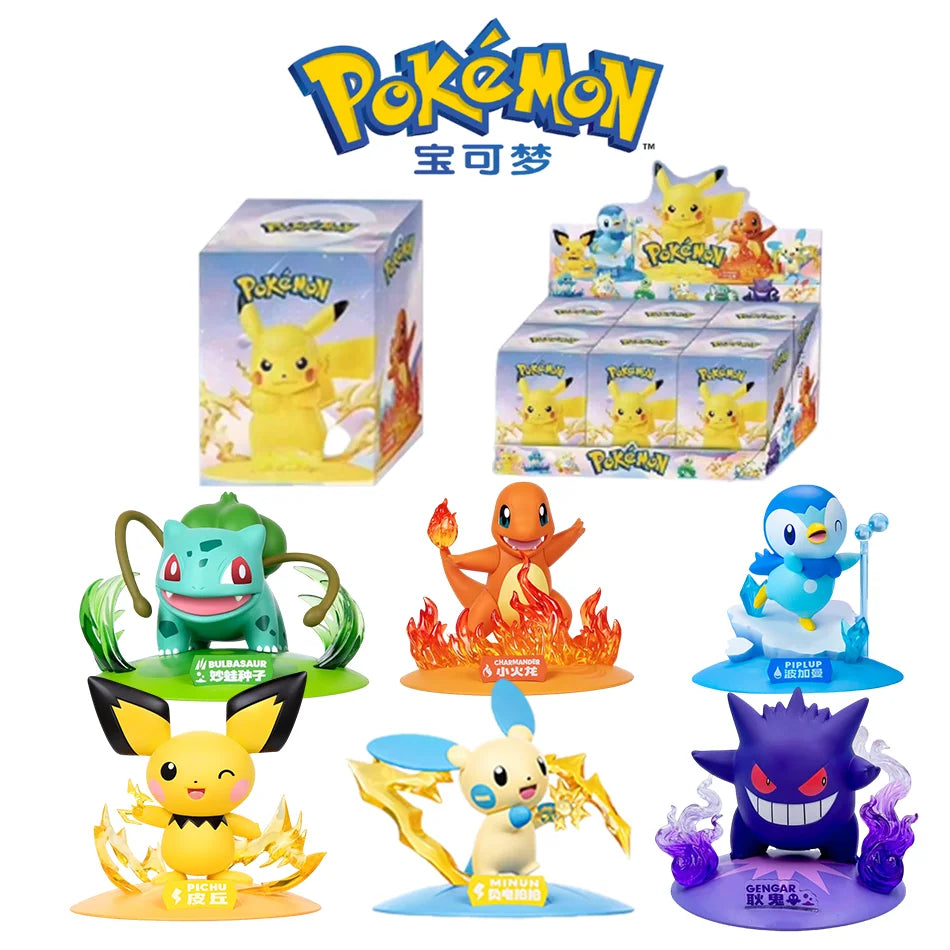 12 style Pok é mon Action Dolls Pikachu Blind Box Anime Models Desktop Decorations Pok é mon Toys Children's Birthday Gifts.