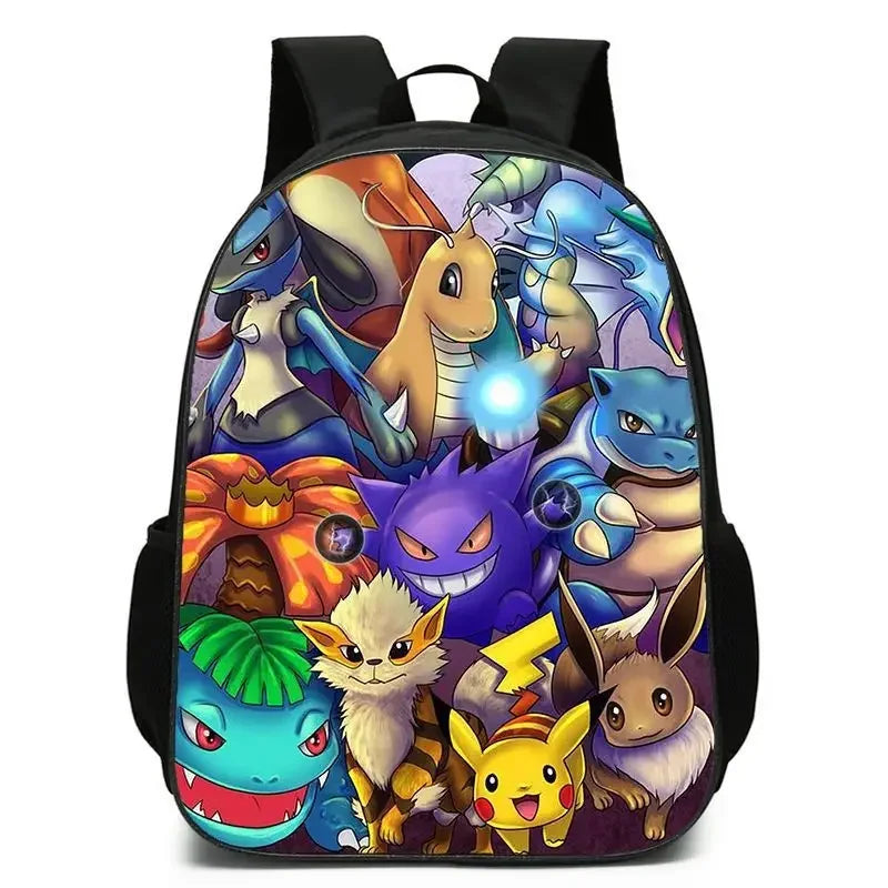 3-Piece Set Pokemon Cartoon School Bags for Boys Girls School Backpack Light Weight Durable Backpack Crossbody Bag Pencil Case.