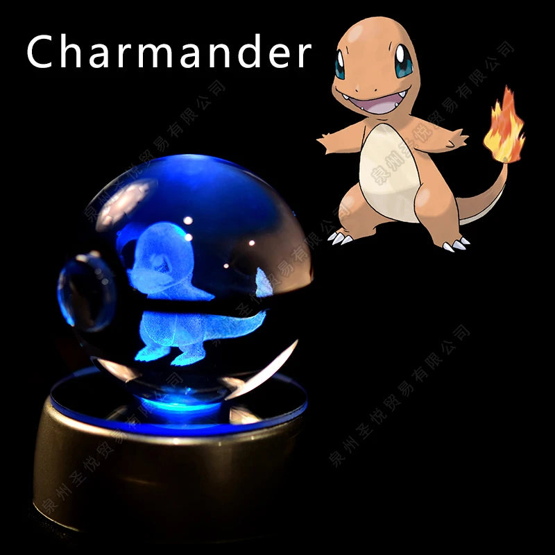 Pokémon 3D Crystal Ball Night Light – Pikachu, Gengar, Mewtwo & More ✨