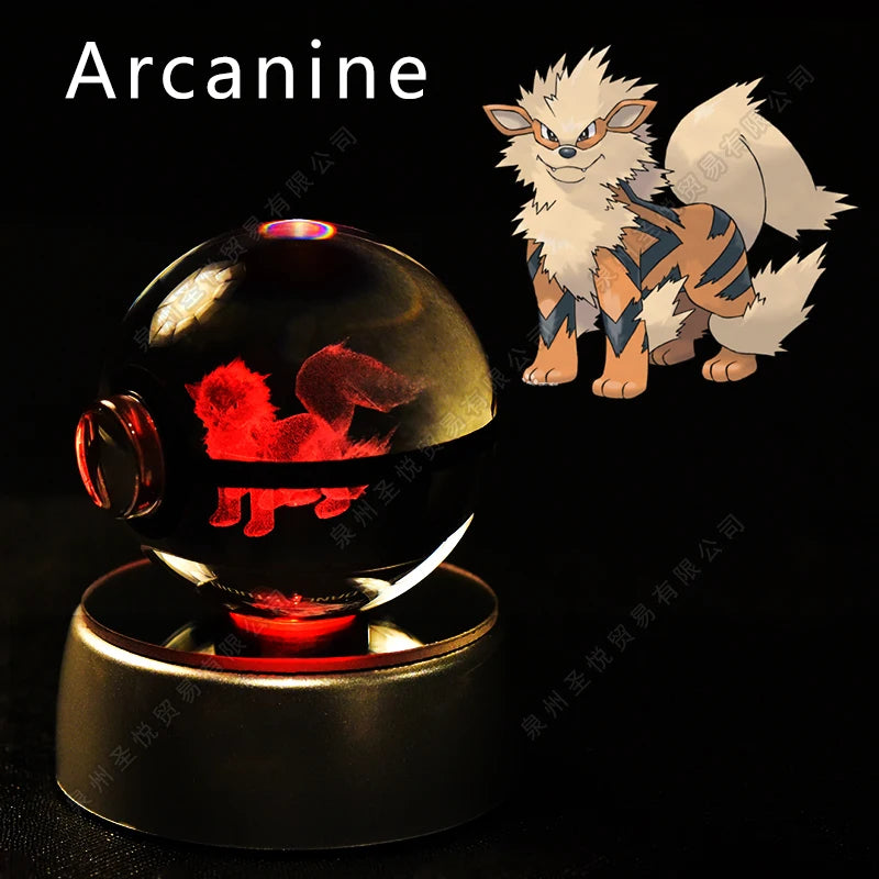Pokémon 3D Crystal Ball Night Light – Pikachu, Gengar, Mewtwo & More ✨
