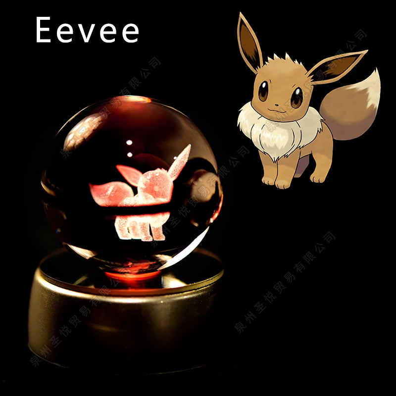 Pokémon 3D Crystal Ball Night Light – Pikachu, Gengar, Mewtwo & More ✨