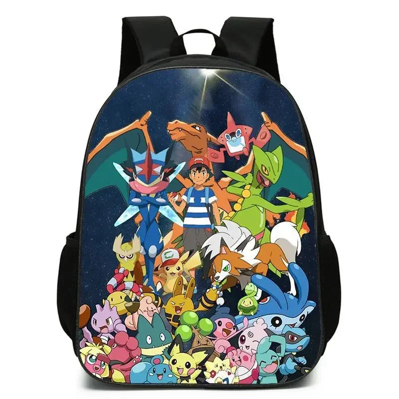 3-Piece Set Pokemon Cartoon School Bags for Boys Girls School Backpack Light Weight Durable Backpack Crossbody Bag Pencil Case.