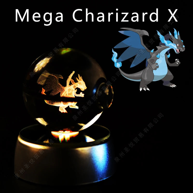 Pokémon 3D Crystal Ball Night Light – Pikachu, Gengar, Mewtwo & More ✨
