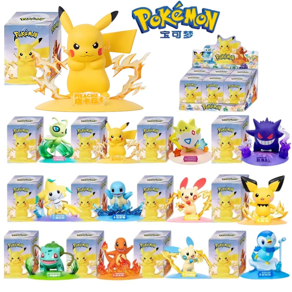 12 style Pok é mon Action Dolls Pikachu Blind Box Anime Models Desktop Decorations Pok é mon Toys Children's Birthday Gifts.
