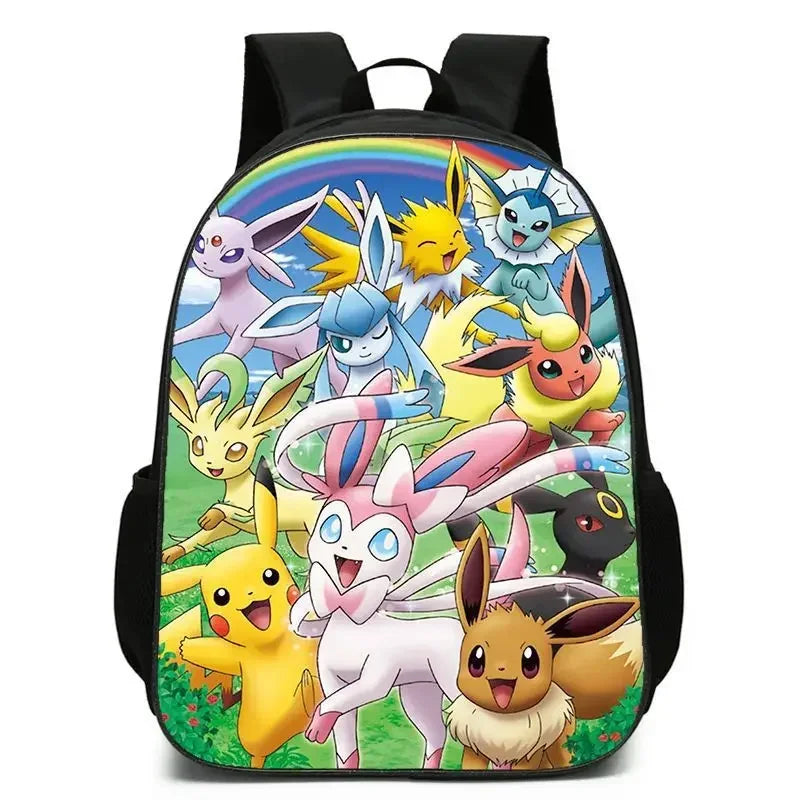 3-Piece Set Pokemon Cartoon School Bags for Boys Girls School Backpack Light Weight Durable Backpack Crossbody Bag Pencil Case.