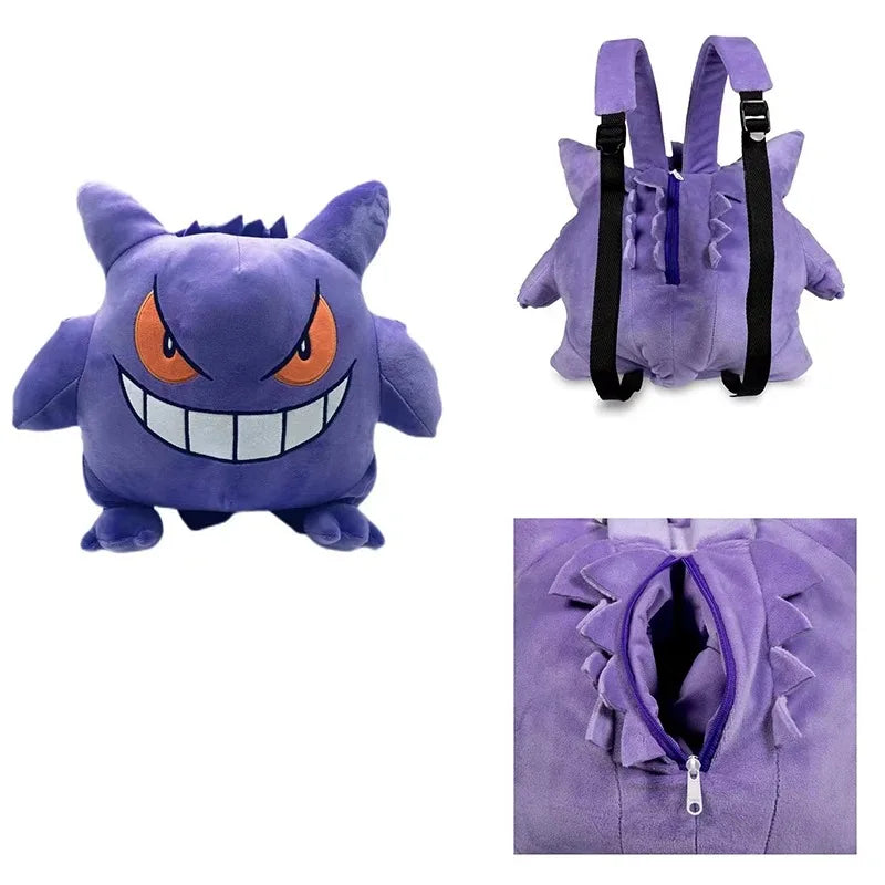 Pokemon Cute Backpack Kawaii Japanese Style Plush Bag Genger Mimikyu Eevee Snorlax Backpack Schoolbag Cosplay Props Fashion Gift.