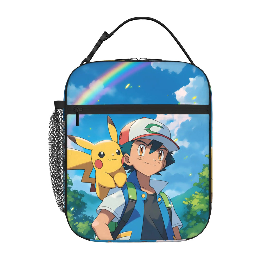 1 Piece Zipper Closure Cute Storage Bag Pocket Pokemon  School Lunch Food Box Reusable For Lunch Food Bag.