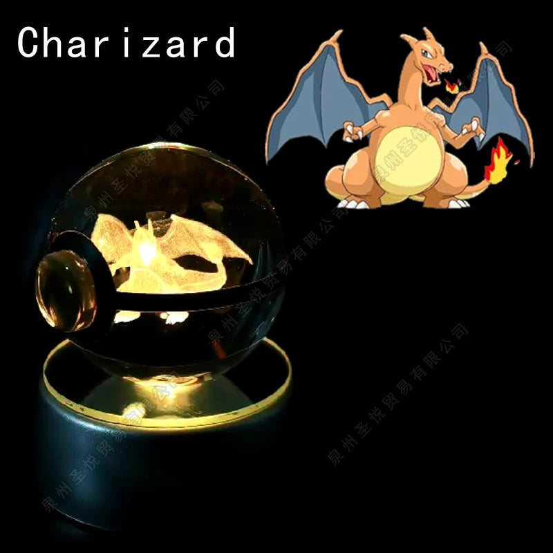 Pokémon 3D Crystal Ball Night Light – Pikachu, Gengar, Mewtwo & More ✨