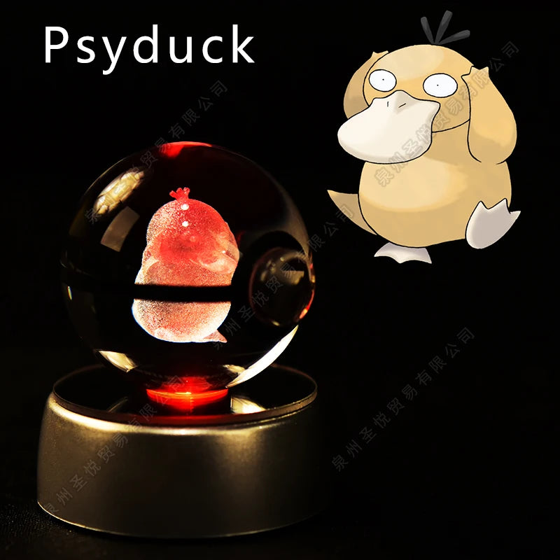 Pokémon 3D Crystal Ball Night Light – Pikachu, Gengar, Mewtwo & More ✨