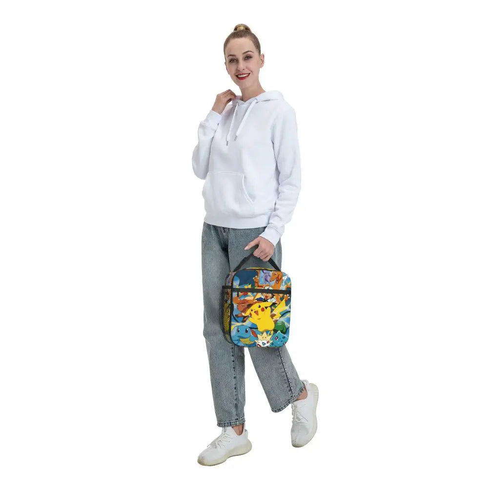 Pokemon Lunch Bag Pikachu Portable Lunch Box Women Picnic Print Cooler Bag Fashion Waterproof Thermal Lunch Bags.