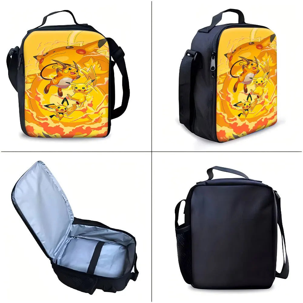 Kids Bag, Pokemon Anime, 3pcs Backpack Set Classic Monsters Pikachu Raichu Pichu Cute Colorful Print Waterproof Student Scho.