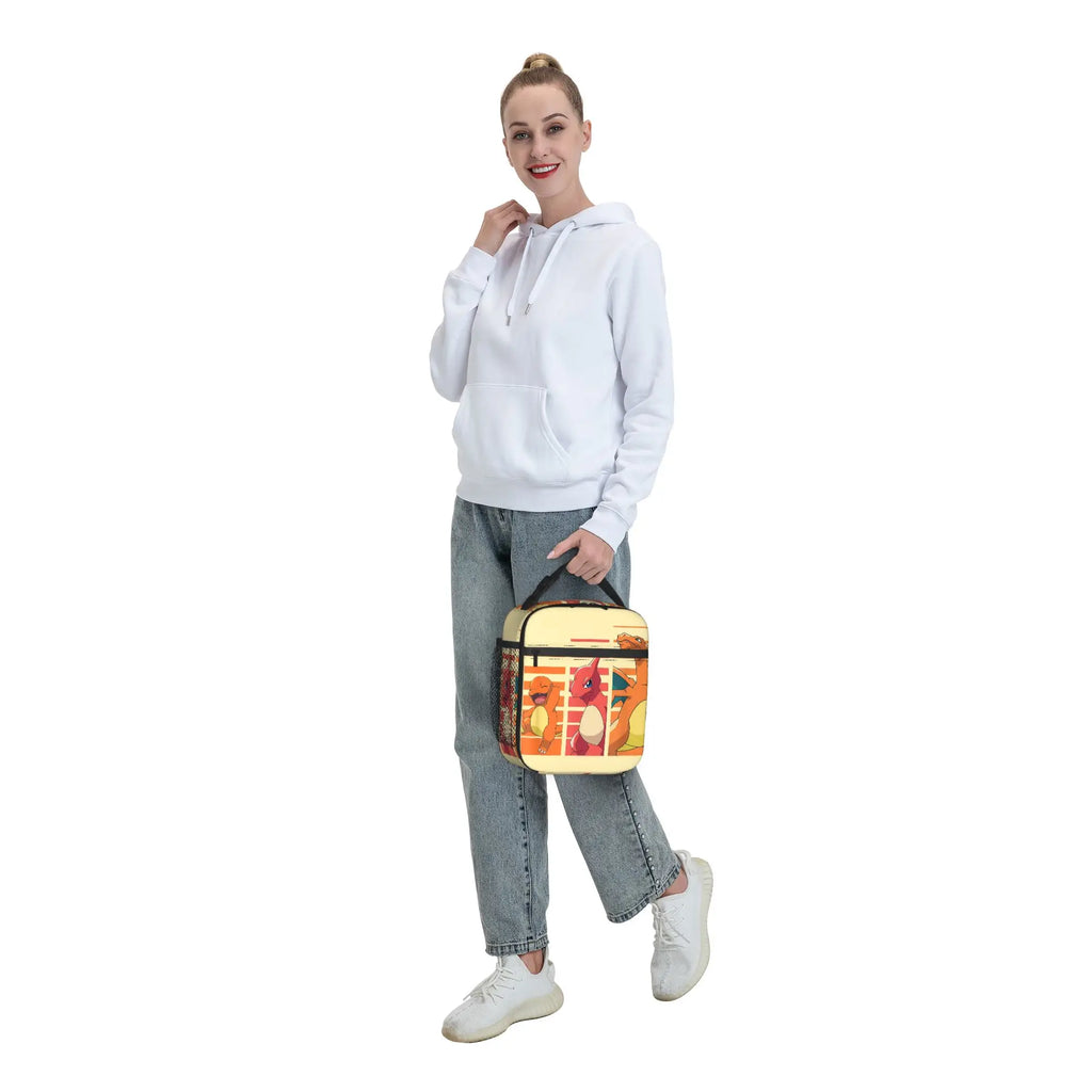 Pokemon Charmander Evolutions Insulated Lunch Bags Cooler Bag Lunch Container  Portable Tote Lunch Box Food Storage Bags School.