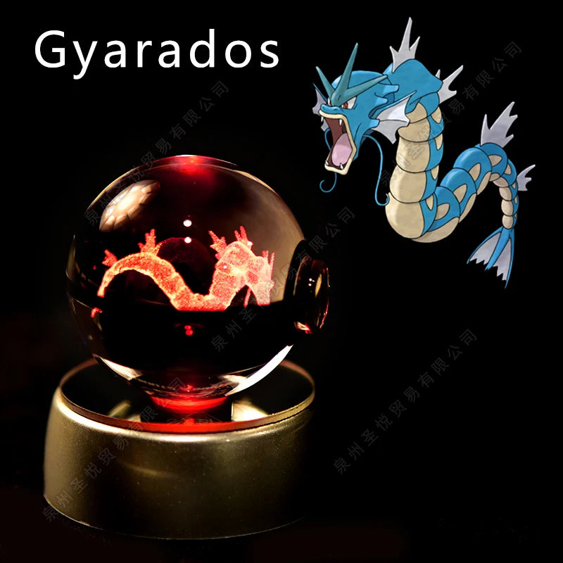 Pokémon 3D Crystal Ball Night Light – Pikachu, Gengar, Mewtwo & More ✨