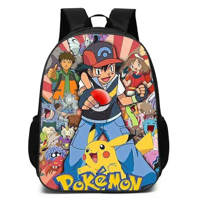 3-Piece Set Pokemon Cartoon School Bags for Boys Girls School Backpack Light Weight Durable Backpack Crossbody Bag Pencil Case.