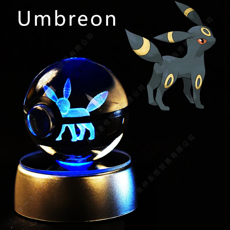 Pokémon 3D Crystal Ball Night Light – Pikachu, Gengar, Mewtwo & More ✨