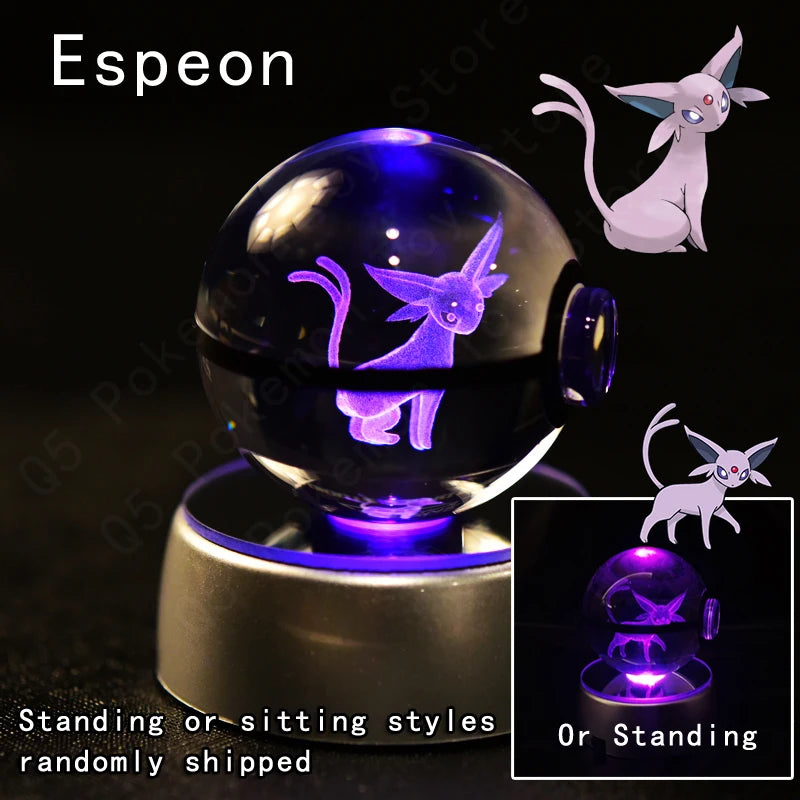 Pokémon 3D Crystal Ball Night Light – Pikachu, Gengar, Mewtwo & More ✨