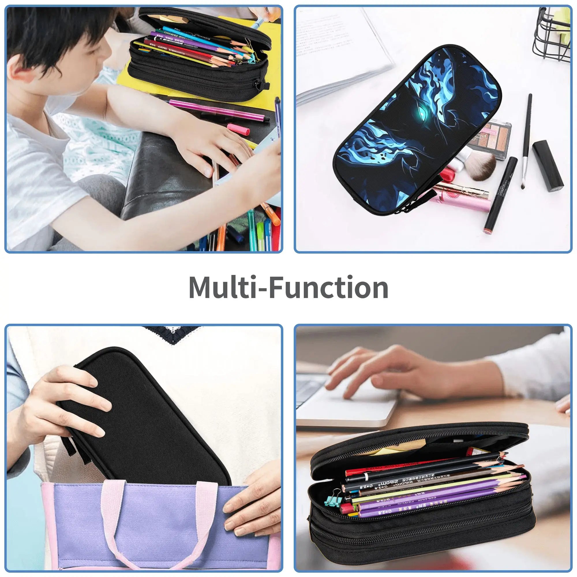 Custom Pokemon Mega Charizard X Blue Flame Large Capacity Bags for Child  School Pencil Bag for Boys Gilrs Kids.
