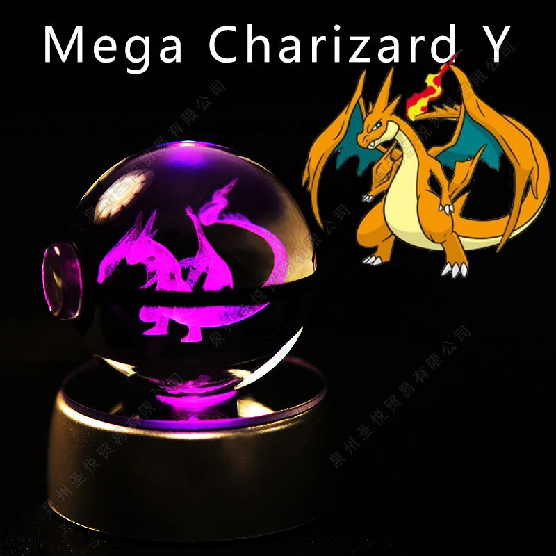 Pokémon 3D Crystal Ball Night Light – Pikachu, Gengar, Mewtwo & More ✨
