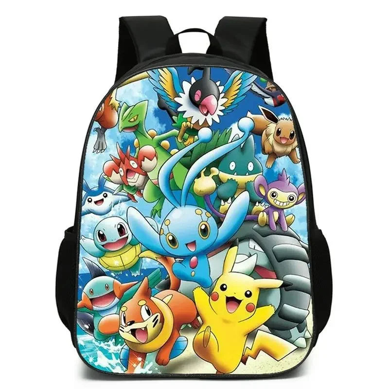 3-Piece Set Pokemon Cartoon School Bags for Boys Girls School Backpack Light Weight Durable Backpack Crossbody Bag Pencil Case.