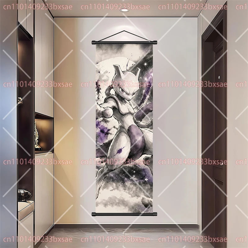 Pokémon Art Scroll Painting Greninja Charizard Gengar Squirtle Magikarp Indoor Soft Wall Hanging Painting Daily Gift Small Items