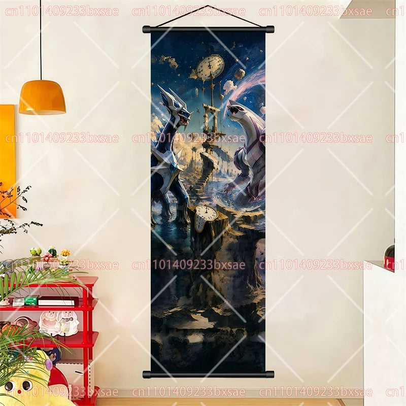 Pokémon Art Scroll Painting Greninja Charizard Gengar Squirtle Magikarp Indoor Soft Wall Hanging Painting Daily Gift Small Items