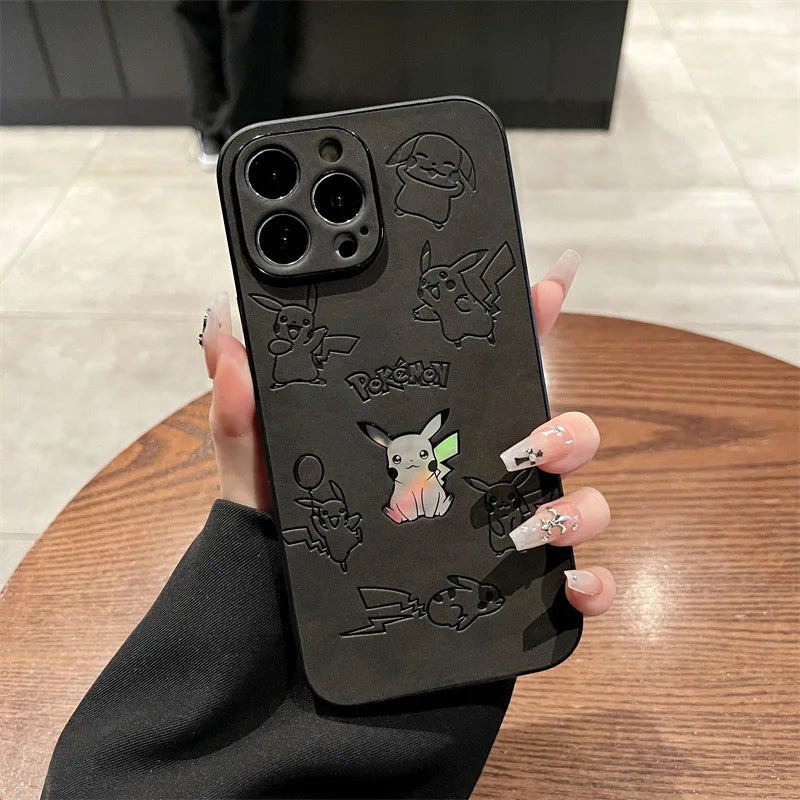 Pikachu Faux Leather Laser Phone Case – Shockproof Protective Cover
