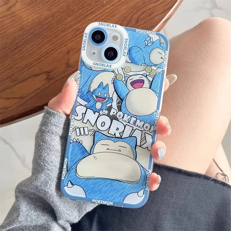 Cute POKEMONS Pikachu Phone Case for iPhone 11 12 13 14 15 16 17 Pro Max Plus mini 16E Air Snorlax Squirtle Gengar Soft Cover