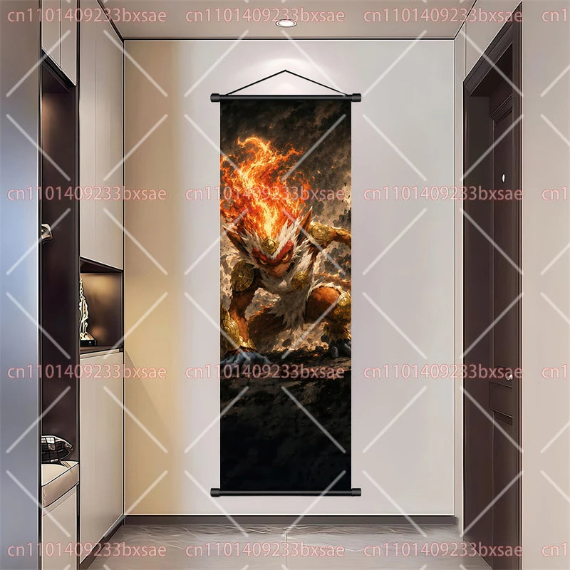 Pokémon Art Scroll Painting Greninja Charizard Gengar Squirtle Magikarp Indoor Soft Wall Hanging Painting Daily Gift Small Items