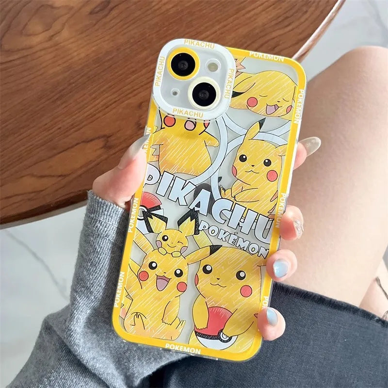 Cute POKEMONS Pikachu Phone Case for iPhone 11 12 13 14 15 16 17 Pro Max Plus mini 16E Air Snorlax Squirtle Gengar Soft Cover