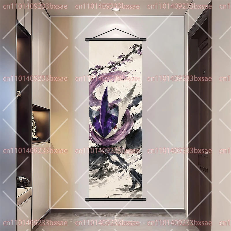 Pokémon Art Scroll Painting Greninja Charizard Gengar Squirtle Magikarp Indoor Soft Wall Hanging Painting Daily Gift Small Items