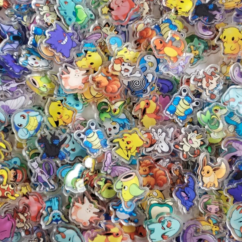 50PCS 3 Types Pocket Monsters Anime Pokemon Kawaii Acrylic Sheet Pikachu Adult Collection Cartoon Periphery DIY Phone Case Gift