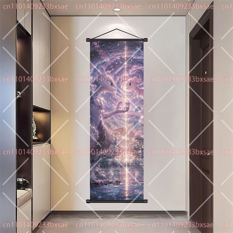 Pokémon Art Scroll Painting Greninja Charizard Gengar Squirtle Magikarp Indoor Soft Wall Hanging Painting Daily Gift Small Items