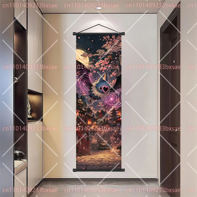 Pokémon Art Scroll Painting Greninja Charizard Gengar Squirtle Magikarp Indoor Soft Wall Hanging Painting Daily Gift Small Items