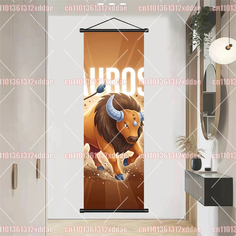 Pokemon Scroll Painting Dragonite Incineroar Litten Totodile Pikachu Anime HD Poster Whole House Wall Decoration Children's Gift