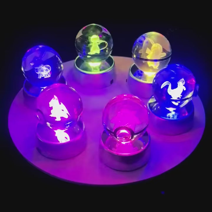Pokémon 3D Crystal Ball Night Light – Pikachu, Gengar, Mewtwo & More ✨