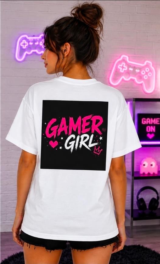 Gamer Girl T-Shirt – Retro Pink Gaming Graphic Tee for Women.