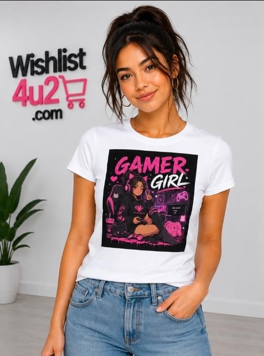 Gamer Girl T-Shirt — Retro Pink Gaming Graphic Tee for Women.