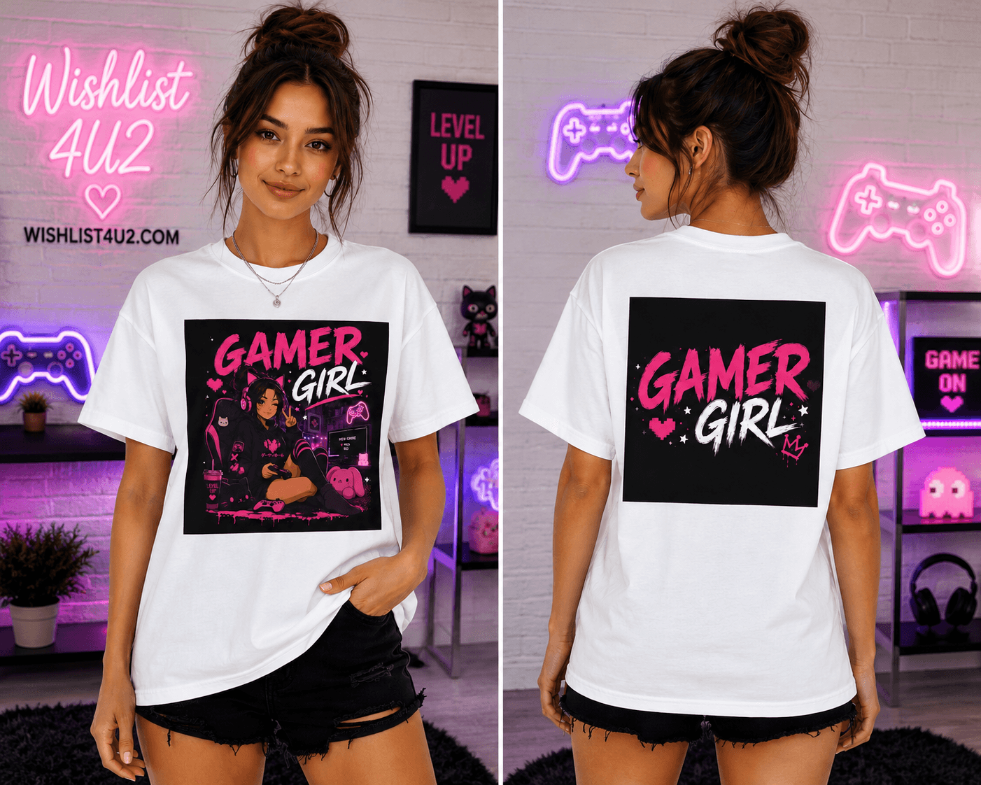 Gamer Girl T-Shirt – Retro Pink Gaming Graphic Tee for Women.