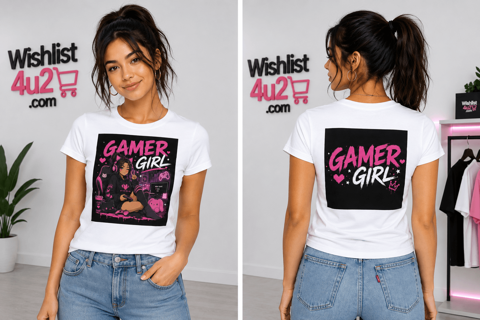 Gamer Girl T-Shirt — Retro Pink Gaming Graphic Tee for Women.
