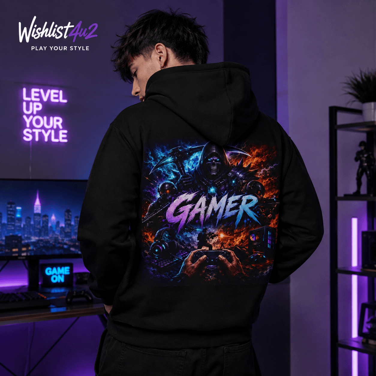 Gamer Hoodie — Neon Retro Gaming Pullover.